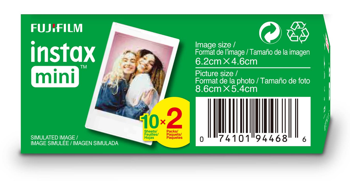 FUJIFILM Instax Mini Instant Film Twin Pack (White), 20 Photos