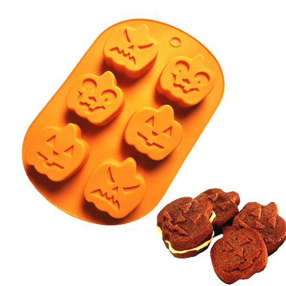 3 PCS Silicone Halloween Ghost Pumpkin Baking Mold Set Non-Stick Chocolate Jelly Fondant Cake Baking mold for Party Gift Handmade Soap Molds with Shape of Skull Bat Ghost