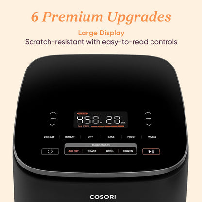 COSORI Air Fryer 9-in-1, Compact & Large 6-Qt, Premium Ceramic Coating, 90–450°F Precise Heat for Even Results, Up to 95% Less Oil*, Roast, Bake, Dry, Reheat, Frozen, Broil, Proof, 120V, TurboBlaze