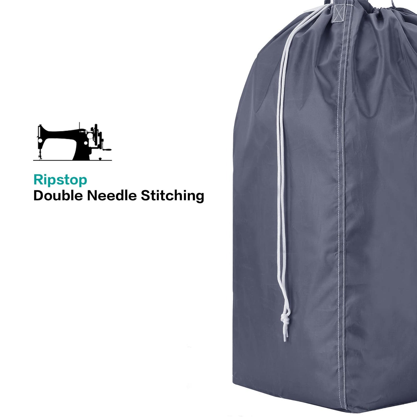 HOMEST 2 Pack Wash Me Travel Laundry Bag with Handles, Square Base Can Carry Up to 3 Loads of Clothes, Dirty Garments Storage with Drawstring Closure,Light Blue and Grey