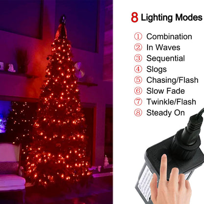 Halloween String Lights Orange - 220 LEDs 25m/82ft 8 Modes Memory Function End-to-End Plug in Outdoor Waterproof Fairy Twinkle Indoor Fall Tree Lights for Autumn/Thanksgiving Day/All Saints' Day/Yard