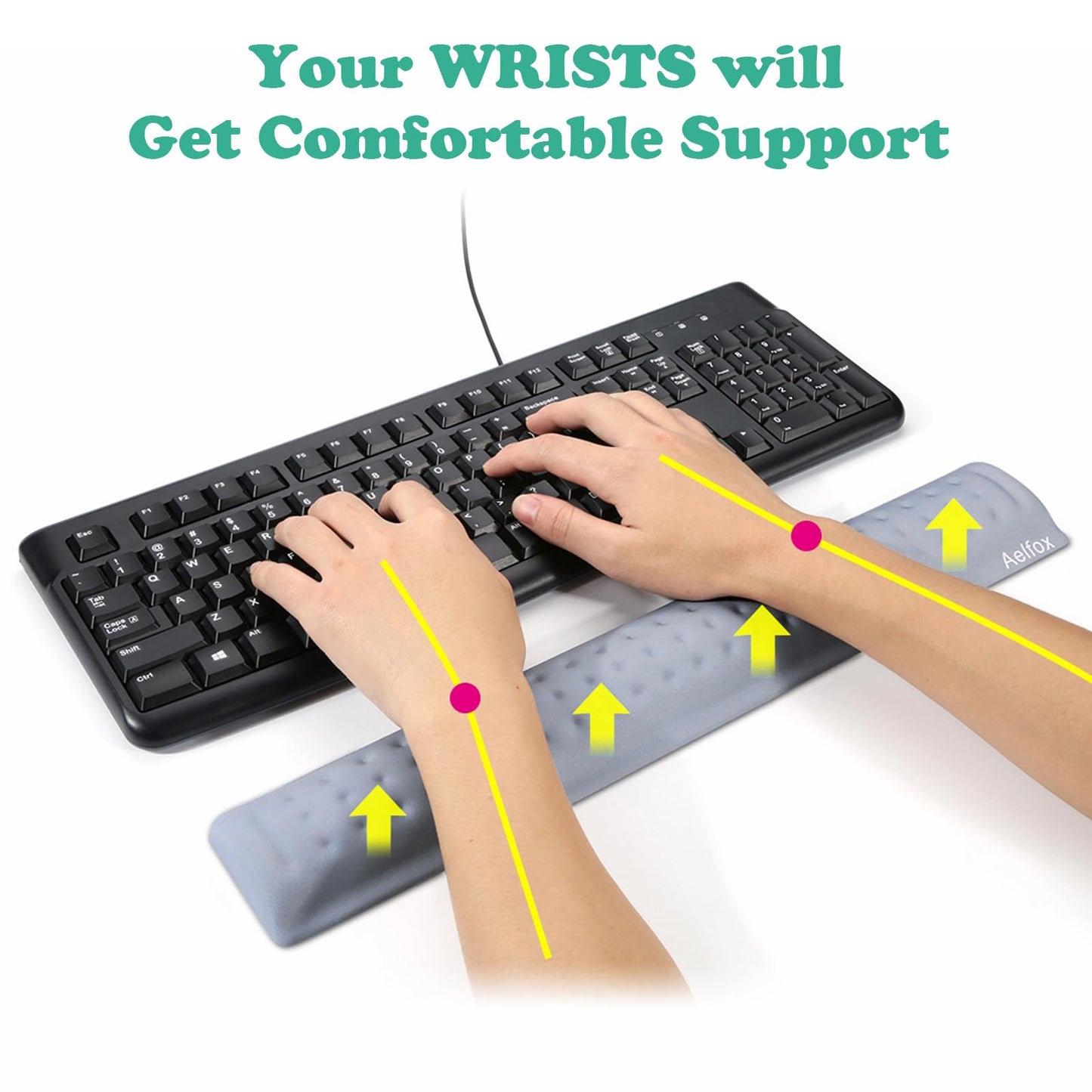 Keyboard Wrist Rest & Mouse Pad with Wrist Support Set, Memory Foam Ergonomic Wrist Pad for Computer Keyboard Laptop Wrist Rest, Arm Rest for Desk Accessories in Home Office School(Black)