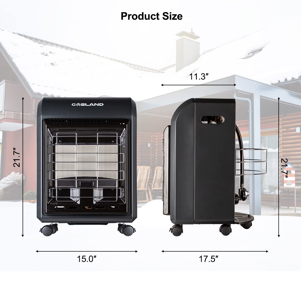 Gasland MHA18BN Propane Radiant heater, 18,000 BTU Warm Area up to 450 sq. ft, Portable LP Gas Heater for Garages, Workshops and Construction Sites, Ultra Quiet Propane Heater with LP Regulator Hose