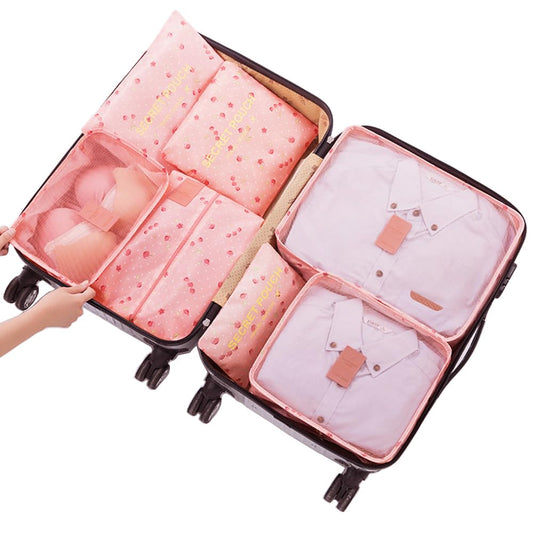 Fxkoolr Packing Cubes for Suitcases - 7 Pieces,Light Packing Cubes for Travel, Suitcase Organizer Bags Set, Luggage Organizers for Suitcase, Water-Resistant Travel Essentials, Pink Cherry