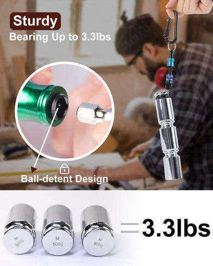 Katerk 12pc Portable Bit holder Key chain, 1/4 inch Hex Shank Screwdriver Bit Clip for Impact Driver Drill Bit Extension Nut Driver W/Black Carabiner, Quick Release Lightweight Drill Screw Adapter