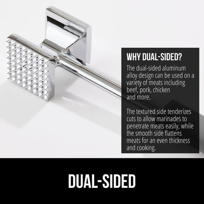 GORILLA GRIP Patented Dual-Sided Meat Tenderizer, Heavy Duty Kitchen Mallet with Soft Handle, Spiked Side Tenderizes and Smooth Flattens, Maximize Food Flavor, Commercial Grade Chicken Pounder, Black