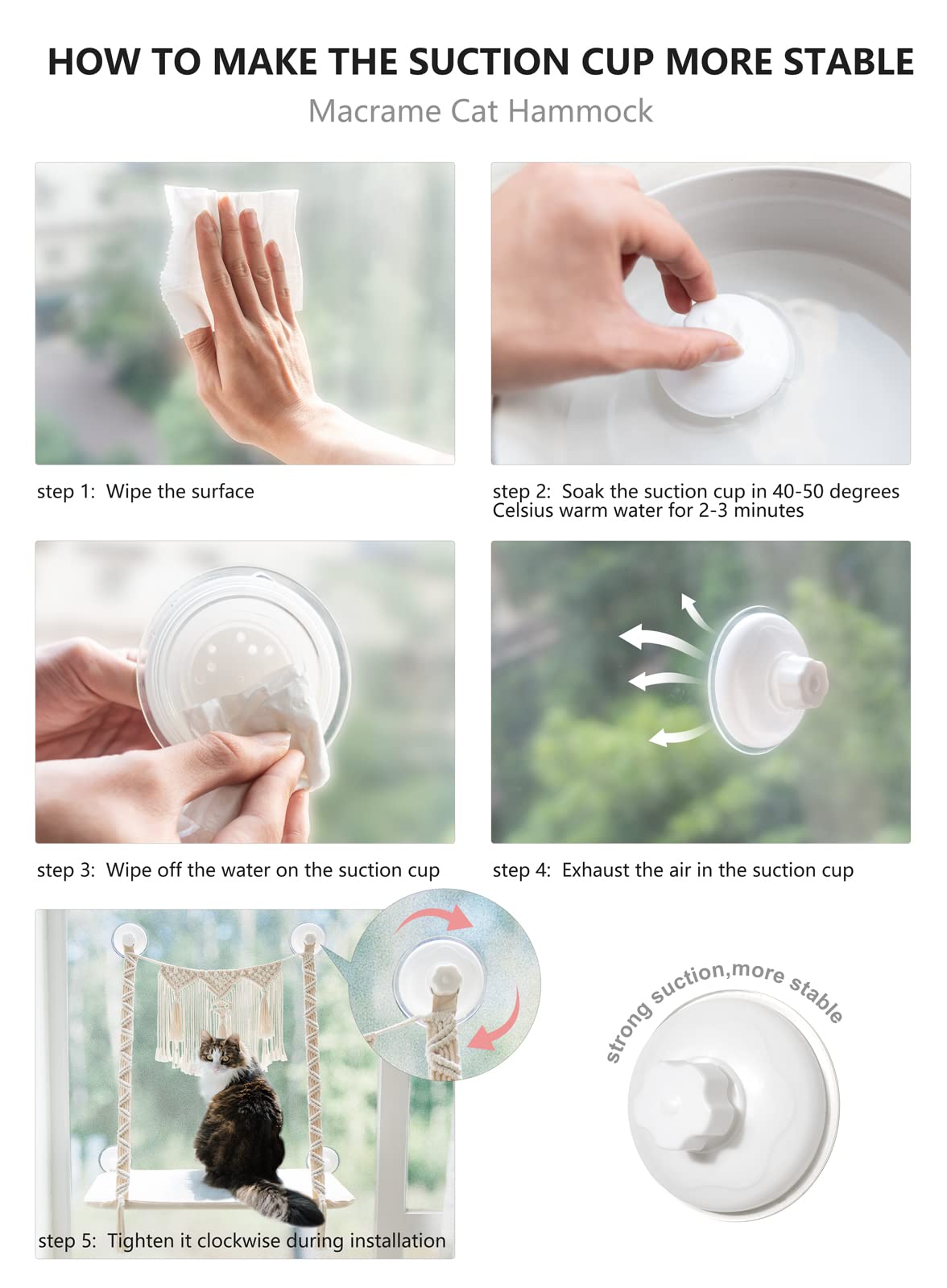 Dahey Macrame Cat Window Perch Boho Cat Hammock Wall Mounted Pet Resting Seat Bed for Indoor Cats Space Saving kitty Sunny Swing Shelf on Window Safety Holds up to 45 lbs with Screw Suction Cups, Gift