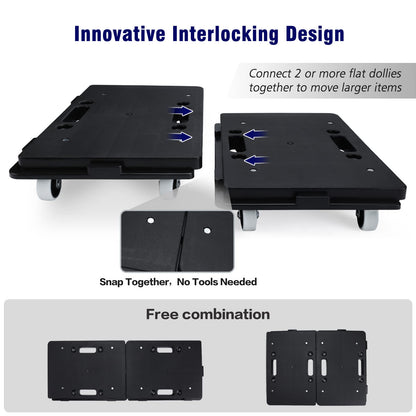 Furniture Dolly, 2 Pack Moving Dolly Connectable, 15.63 x 10.23 inch, 500 Lbs Capacity, Furniture Movers 4 Wheels Heavy Duty, Small Flat Dolly Cart, Portable and Light Dollies