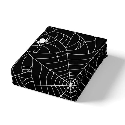 Feelyou Boys Spider Web Printed Bedding Set for Kids Children Halloween Themed Bed Sheet Set Decorative Scary Spider Pattern Fitted Sheet Black White Animal Theme Bed Cover Twin Size 2Pcs