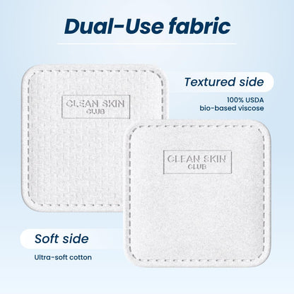 Clean Skin Club Clean² Pads 2.0 [New & Improved Edges] Guaranteed Not to Shed & Tear Face Pads, Unique Triple Layers, Textured & Ultra Soft Side, Organic Disposable Cotton, Pair with Makeup Remover