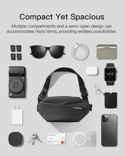 Inateck Sling Bag X, Compact Chest Bag Men Women Waterproof Bum Bag Chest Bags Shoulder Bag Crossbody Bag for Everyday Travel Hiking