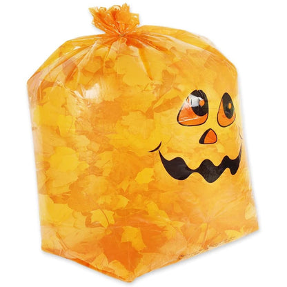 Juvale Pumpkin Yard Bags - 6-Pack Orange, 4 Small 8-Gal & 2 Medium 34-Gal - Halloween Leaf & Yard Waste Bags - Durable Decorative Sacks for Halloween Party Supplies
