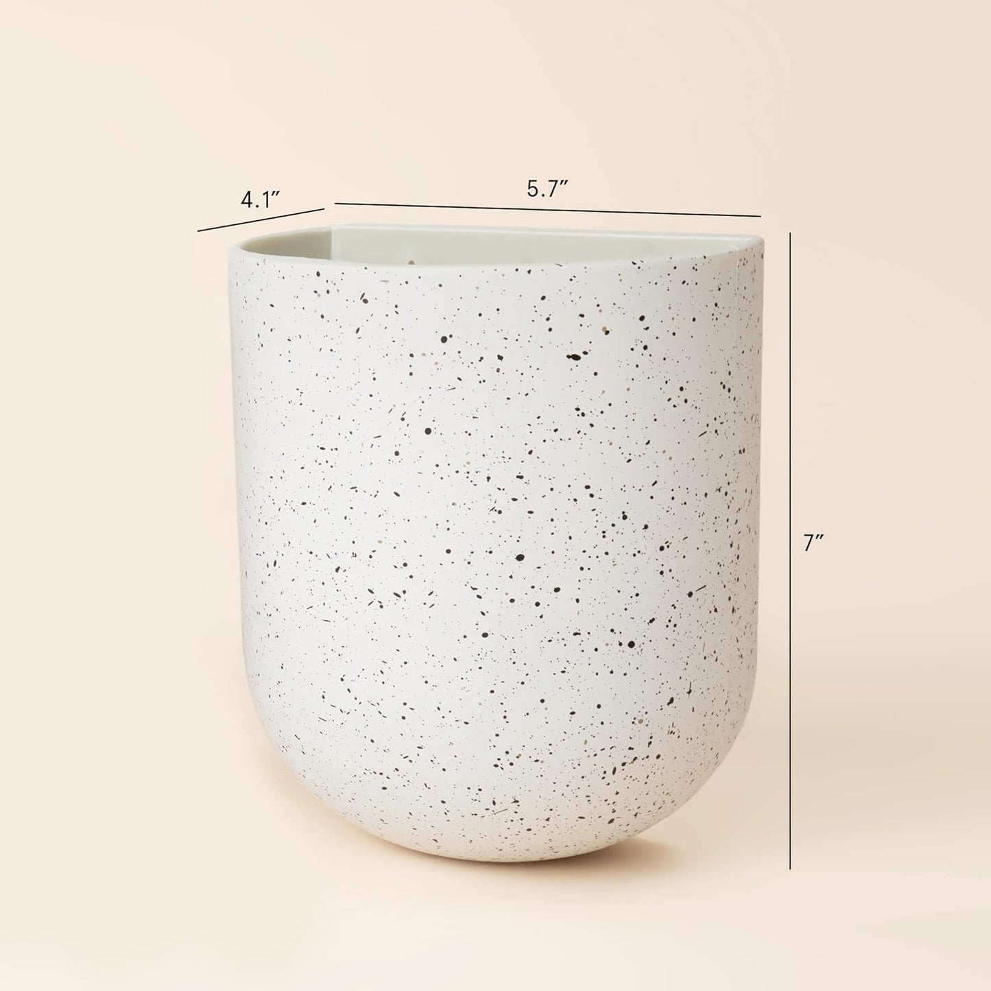 LA JOLIE MUSE Wall Hanging Planters for Indoor Plants，Hanging Flower Pots for Air Plants Succulent, Set of 2, 6 Inch, Speckled White