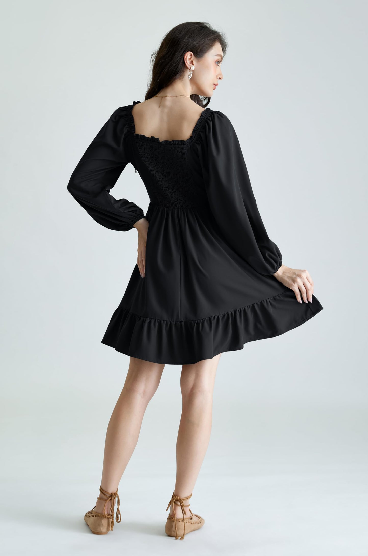 Corset Dresses for Women Renaissance Pirate Long Sleeve Milkmaid Mini Dress Black L