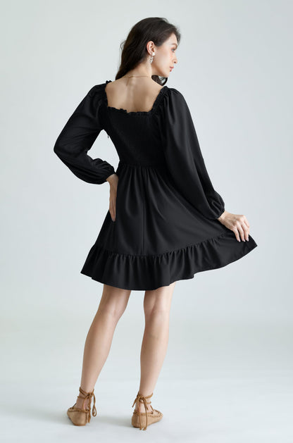 Corset Dresses for Women Renaissance Pirate Long Sleeve Milkmaid Mini Dress Black L