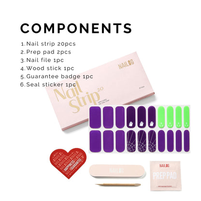 Halloween Semi Cured Gel Nail Strips - NAILOG 20 Pcs Nail Stickers Long Wraps with Glossy Gel Finishing for Autumn, Running Ghost