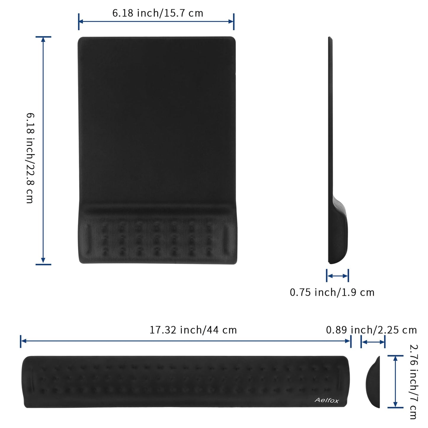 Keyboard Wrist Rest & Mouse Pad with Wrist Support Set, Memory Foam Ergonomic Wrist Pad for Computer Keyboard Laptop Wrist Rest, Arm Rest for Desk Accessories in Home Office School(Black)