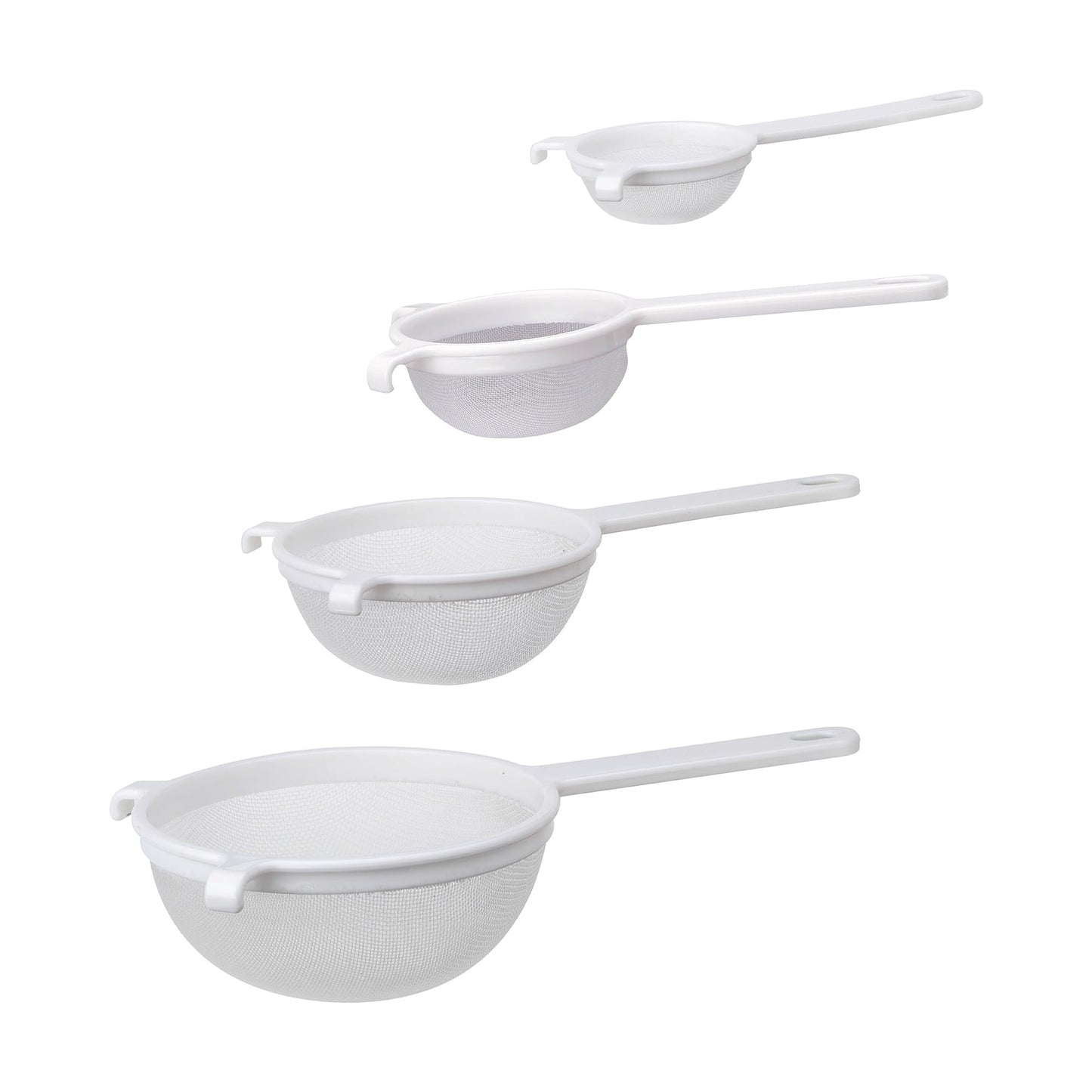 HIC Kitchen Double-Ear Fine Mesh Strainers, BPA Free, Set of 4 Sizes Includes 3, 4, 5.5, and 7-Inch Diameter