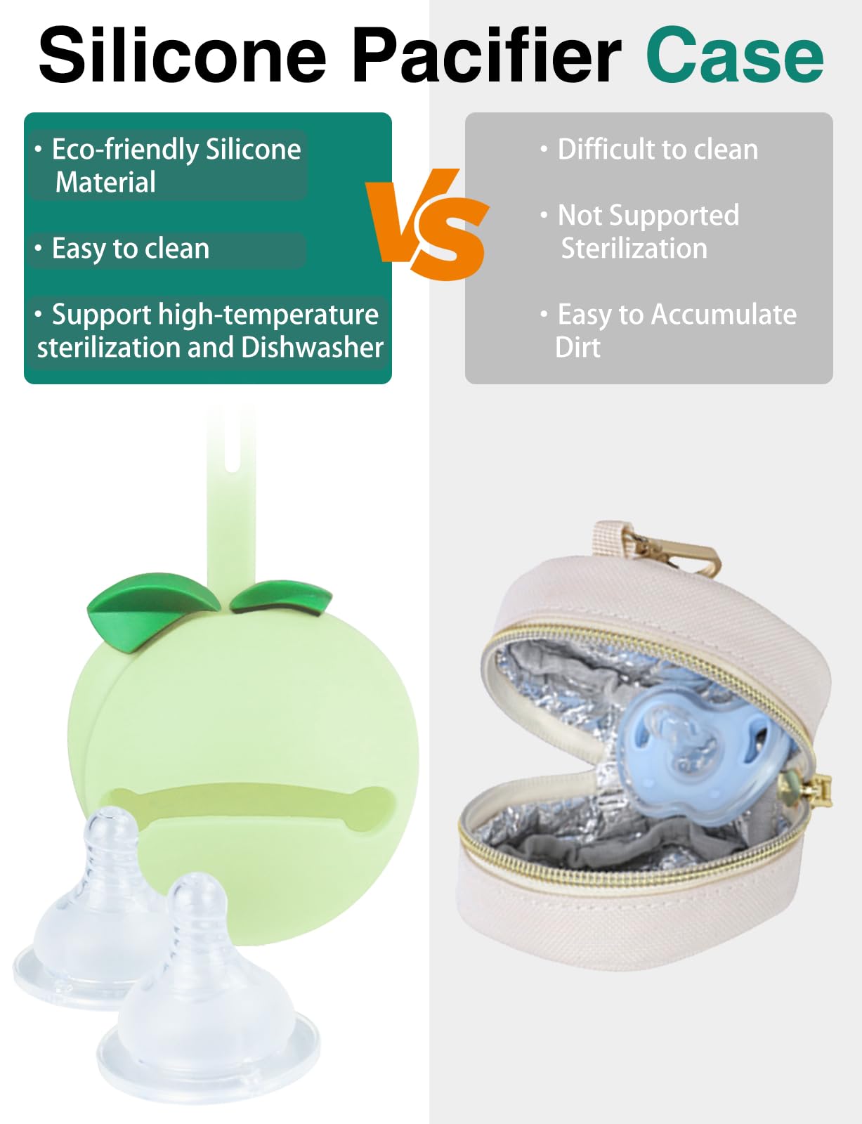 KUBYA Diaper Bag Tote, Baby Diaper Tote Bags Crossbody Hospital Bag Travel Large Mommy Bag, with Silicone Pacifier Case