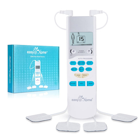 Easy@Home TENS Unit Muscle Stimulator - Electronic Pulse Massager, 510K Cleared, FSA Eligible OTC Home Use Handheld Pain Relief Therapy Device-Pain Management Machine Gift for Mom Dad - EHE009