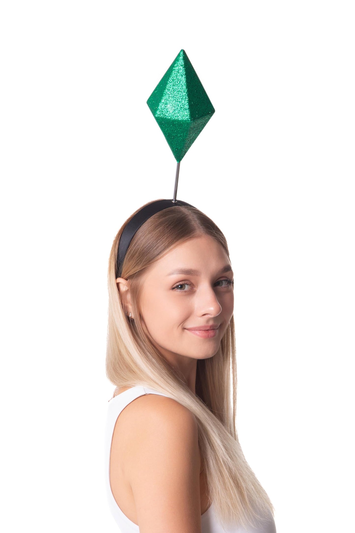 Cosplaya Diamond Shape Costume for Women Mens Headband Adult Hat Headpiece Green Halloween Cosplay Accessories