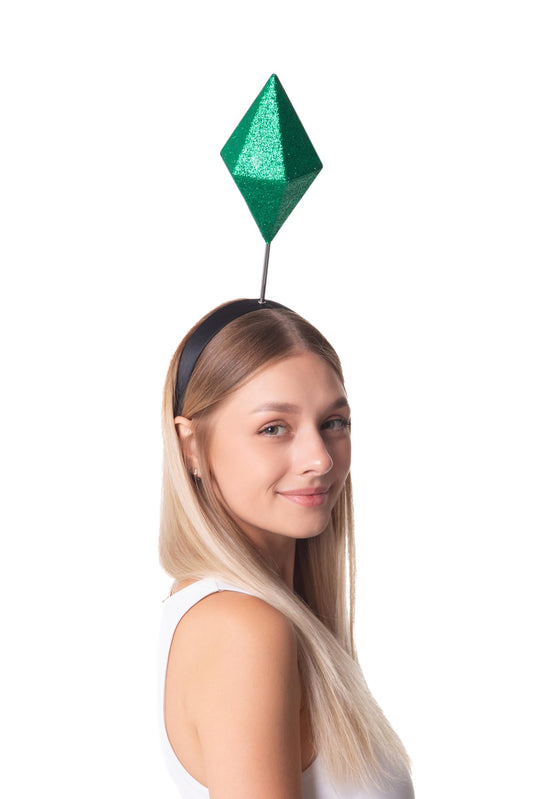 Cosplaya Diamond Shape Costume for Women Mens Headband Adult Hat Headpiece Green Halloween Cosplay Accessories