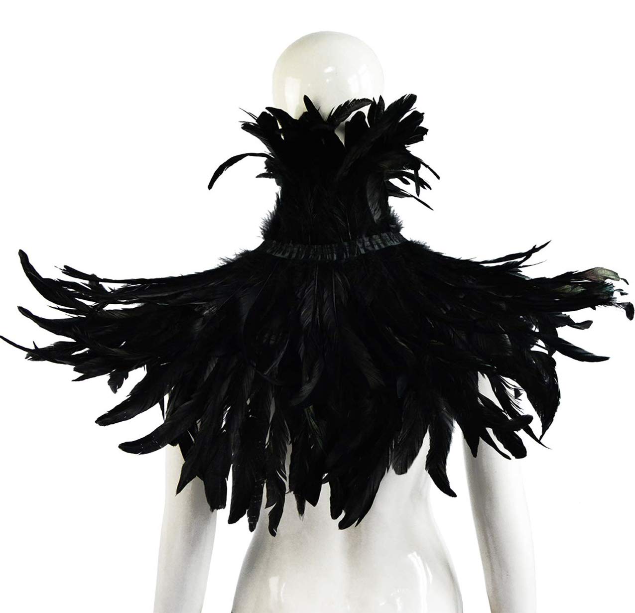 L'VOW Gothic Black Feather Shrug Cape Shawl Halloween Costume for Men (Style -02)