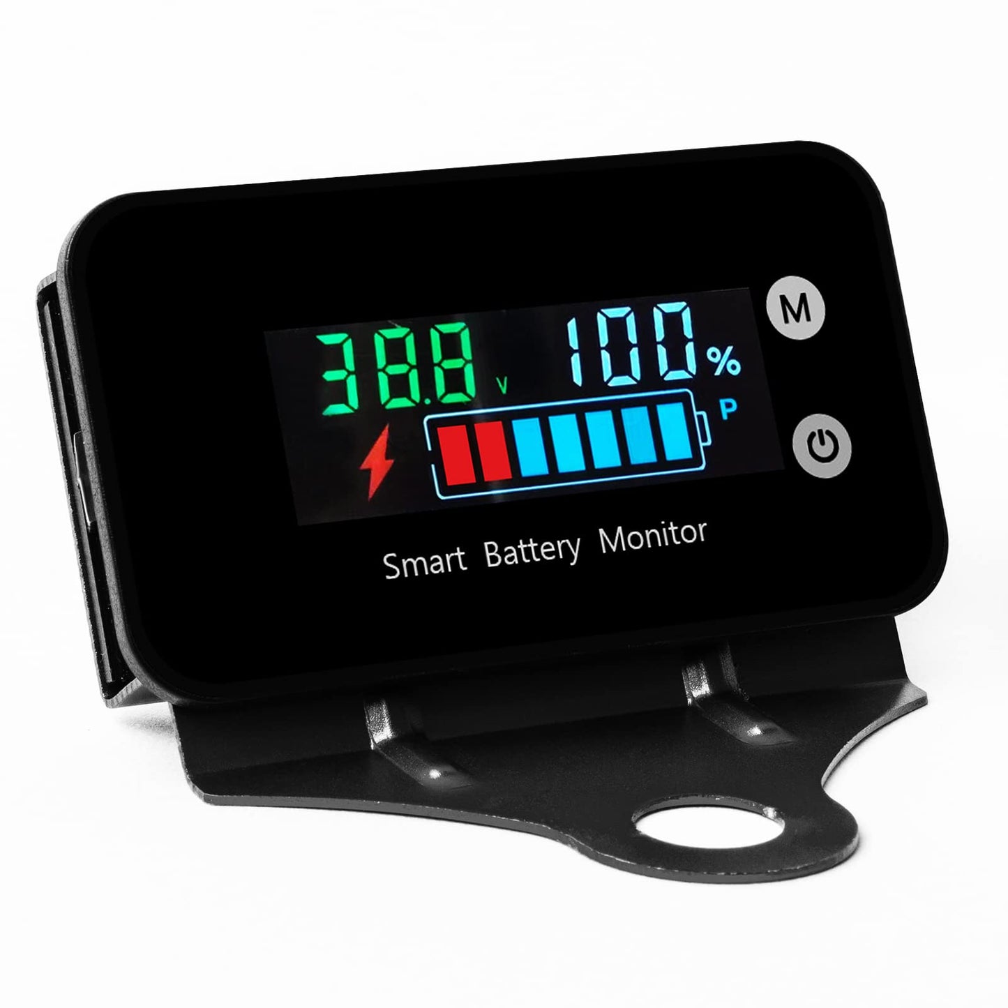 IPX7 Waterproof Battery Monitor with Bracket 7-100V,12v 24v 36v 48v 60v 72v Digital Display Battery Capacity Remaining Capacity Percentage Tester with Buzzer Alarm and Temperature