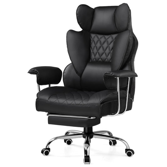 GTRACING Gaming Chair,Office Chair with Pocket Spring Lumbar Support, Ergonomic Comfortable Wide Office Desk Computer Chair with Outward Fixed Soft Armrests and Footrest (PU Leather, Black)