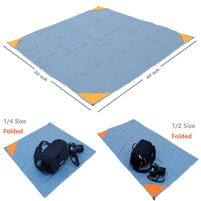 Orga'Neat Pocket Picnic Blanket, Sandproof Lightweight Pocket Camping Tarp, 55″x 60″ Foldable & Fits into Small Bag, Water Resistant Washable Quick Dry Compact Beach Mat for Outdoor Recreation