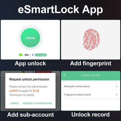 Key Padlock with Fingerprint Bluetooth App eLinkSmart Combination Lock: Large Padlock for Truck Gate Footlocker Gym Locker Outdoor Waterproof Heavy Duty Support iOS Watch