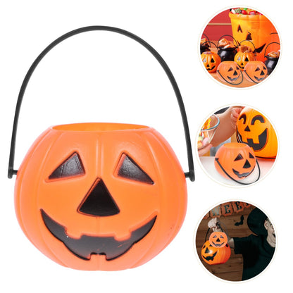 Kisangel 8pcs Pumpkin Bucket Plastic Buckets with Handles Candy Buckets for Kids Trick or Treat(3.14X2.36X1.77inch)