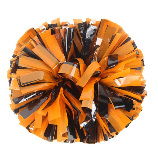 Hooshing 2PCS Cheerleading Pom Poms Orange and Black PomPoms with Baton Handle for Team Spirit Sports Dance Cheering Girls Gifts