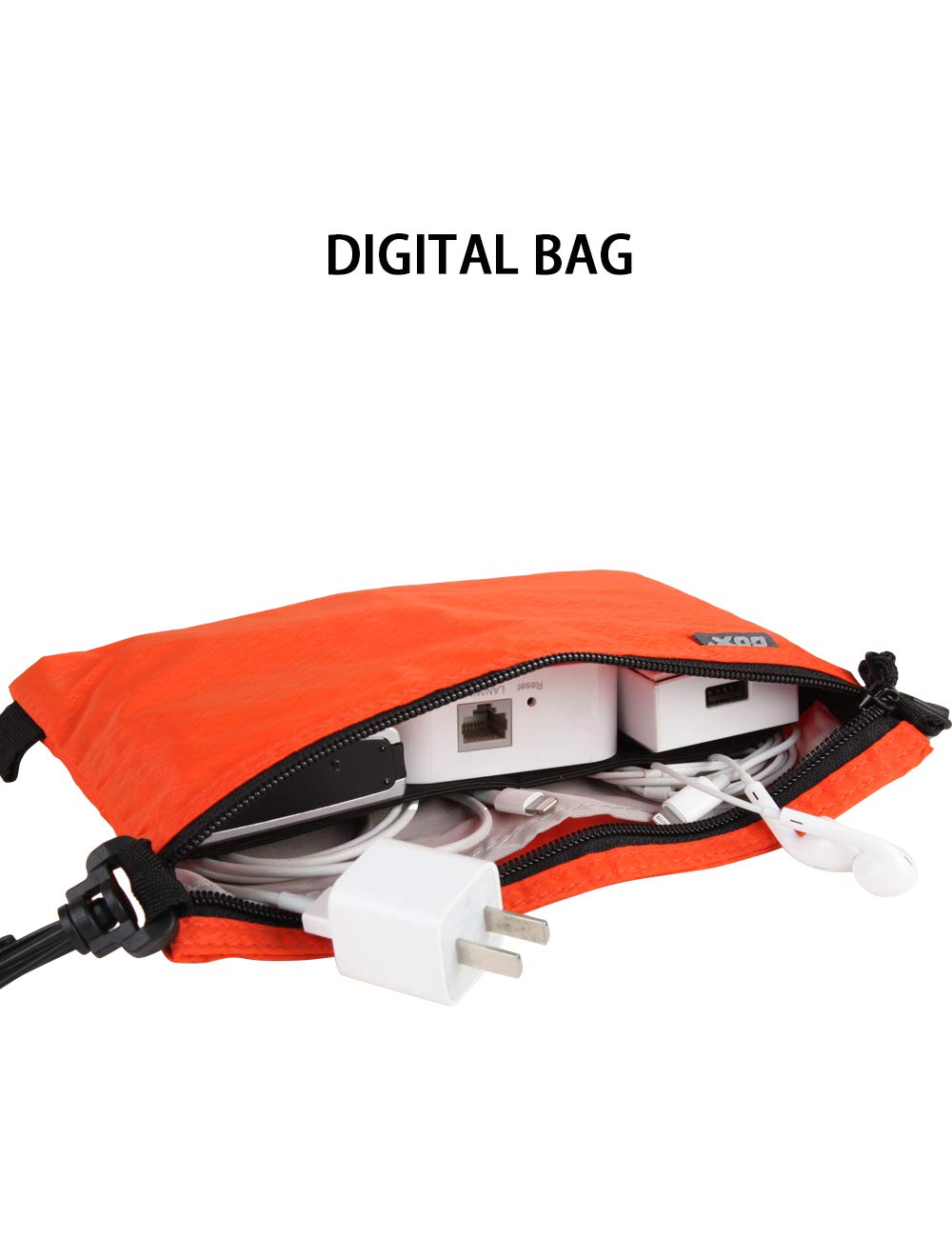 GOX Travel Toiletry Bag Carry On Zipper Pouch Cosmetic Kit Makeup Digital Bag Water Resistant Nylon (Orange)