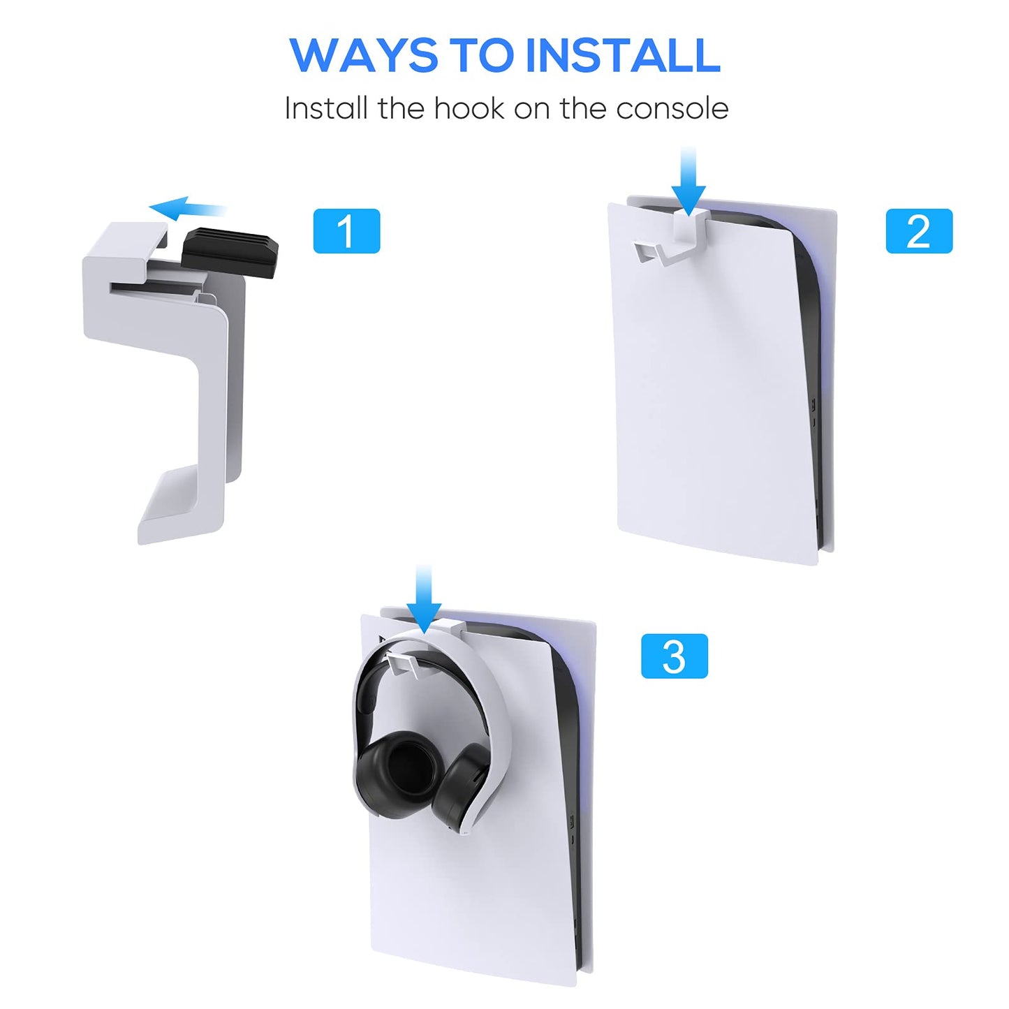 Klipdasse Headphone Stand for PS5/PS5 Pro/PS5 Slim, Gaming Headset Hanger Holder Headphone Hook Stand for PS5/PS5 Pro/PS5 Slim