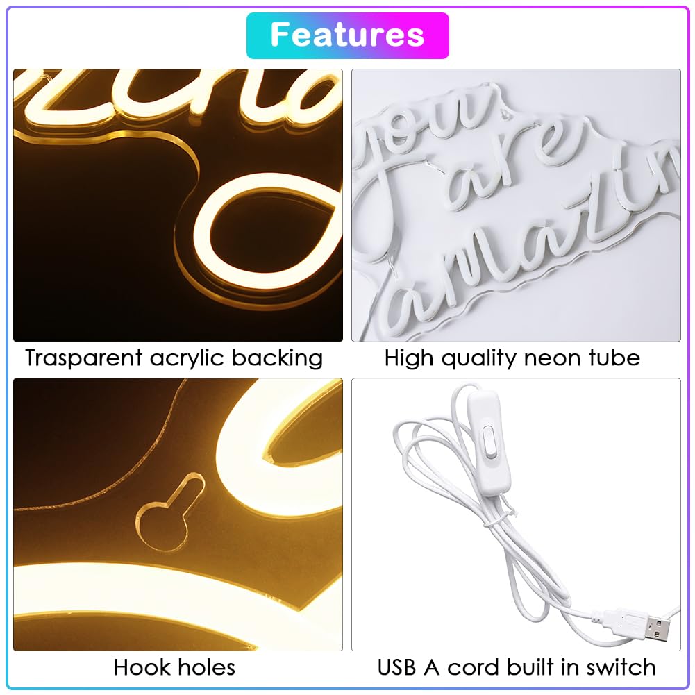 This Must Be The Place Neon Sign Warm White Letter Led Signs for Wall Decor Usb Word Light Up Signs for Bedroom Salon Man Cave Beer Home Bar Wedding Birthday Party Decor Gifts