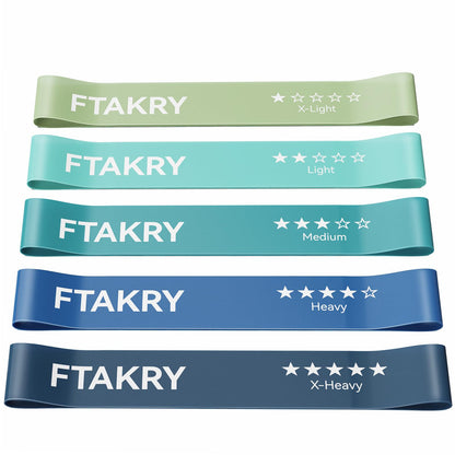 FTAKRY Resistance Bands for Working Out, Exercise Bands with 5 Resistance Levels, Natural Latex Resistance Bands Designed for Home Fitness, Strength Training and Flexibility Exercises (Blue)