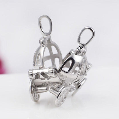 DAOCHONG 925 Sterling Silver Pumpkin Carriage Pendant Necklace,18"