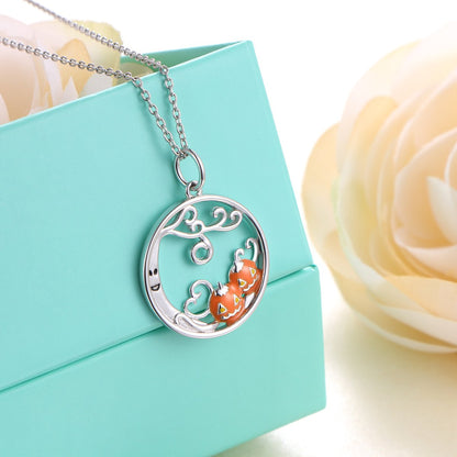 DAOCHONG S925 Sterling Silver Pumpkin and Devil Forest Pendant Necklace for Women 18"