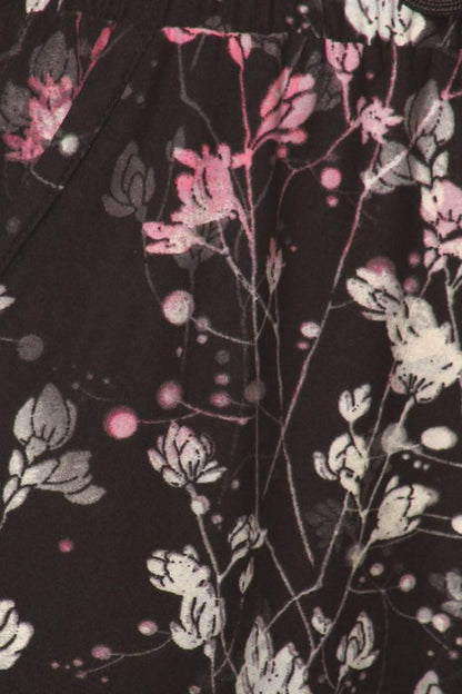 Leggings Depot JGA-R968-XL Crystal Bloom Print Jogger Pants w/Pockets, X-Large