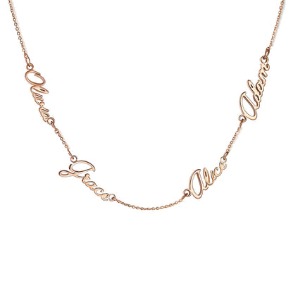GR35Z9 Custom Name Necklace with 4 Names for Women Personalized Multiple Names Necklace 18k Gold Plated Stainless Steel Initial Pendant Jewelry Gift for Mother Day