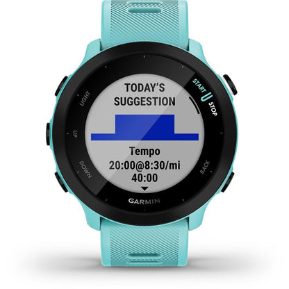 Garmin Forerunner 55 Music GPS 46mm Running Smartwatch, Lightweight, Music Storage, Advanced Training & Insights, Safety & Tracking Features, up to 14 Days Battery Life, Whitestone