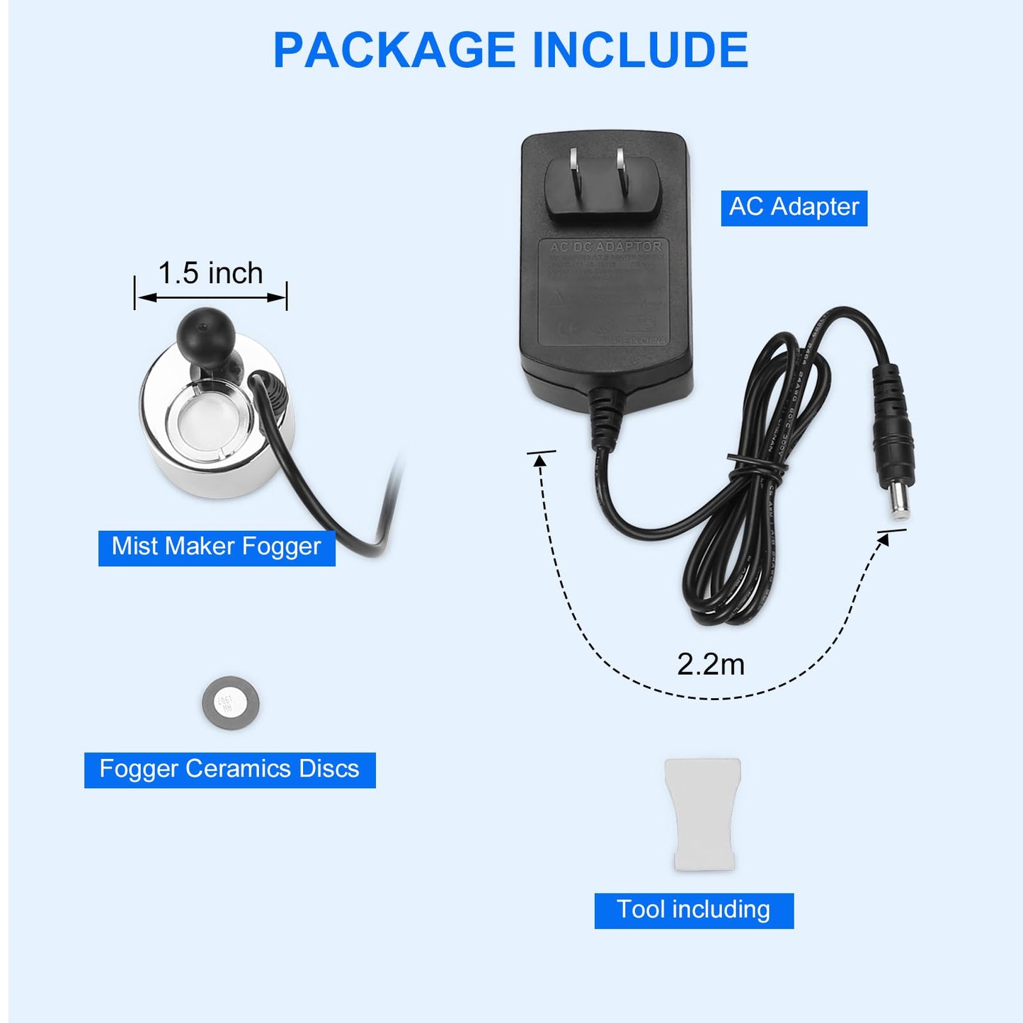 FITNATE Mist Maker, Upgraded Fogger Water Fountain Pond Fog Machine Atomizer for Halloween Gatherings, Festivals, and Other Holidays, with Ceramic Disc Tools