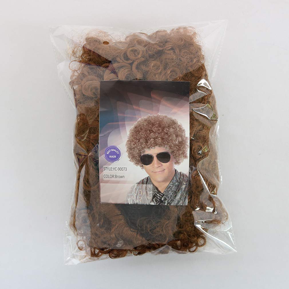 FREE BEAUTY Fluffy Afro Synthetic Clown Wig for Men Women Cosplay Anime Party Christmas Halloween Fancy Funny Wigs (Brown)