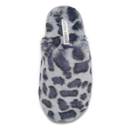Laura Ashley Scuff Slippers, Plush Animal Print Slip-Ons for Women