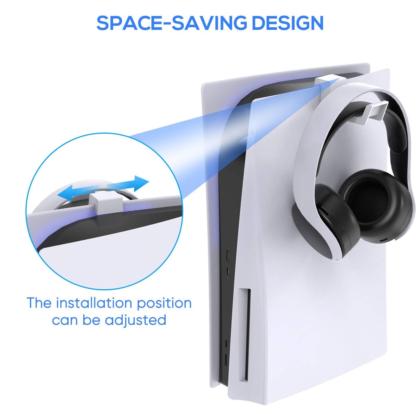 Klipdasse Headphone Stand for PS5/PS5 Pro/PS5 Slim, Gaming Headset Hanger Holder Headphone Hook Stand for PS5/PS5 Pro/PS5 Slim