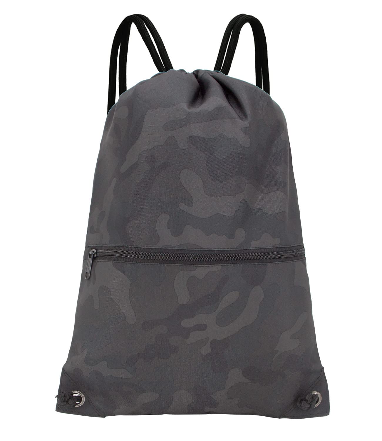 HOLYLUCK Drawstring Backpack Bag Sport Gym Sackpack (black camo)