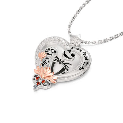 Jeulia Jack Gothic Love Necklace - 925 Sterling Silver Nightmare Pendant Skull Sally Heart Pendant, Spider Web Chain, Halloween Jewelry Gift for Her (Haunted Holidays Inspired)