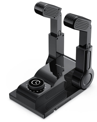 FORLIM Boot Dryer for Work Boots, Shoe Dryer with Heat Blower, Glove Dryer & Boot Warmer - 180° Adjustable Dry Rack - Telescopic Bendable Dry Ports - Intelligent Timer - Black