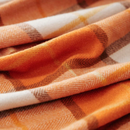 LALIFIT Decorative Faux Cashmere Throw Blankets Soft Fluffy Classic Orange Plaid Fringe Throw Blanket with Tassels Cozy Lightweight for Home Couch Sofa Farmhouse Halloween Decor 50" x 60" (Pumpkin)